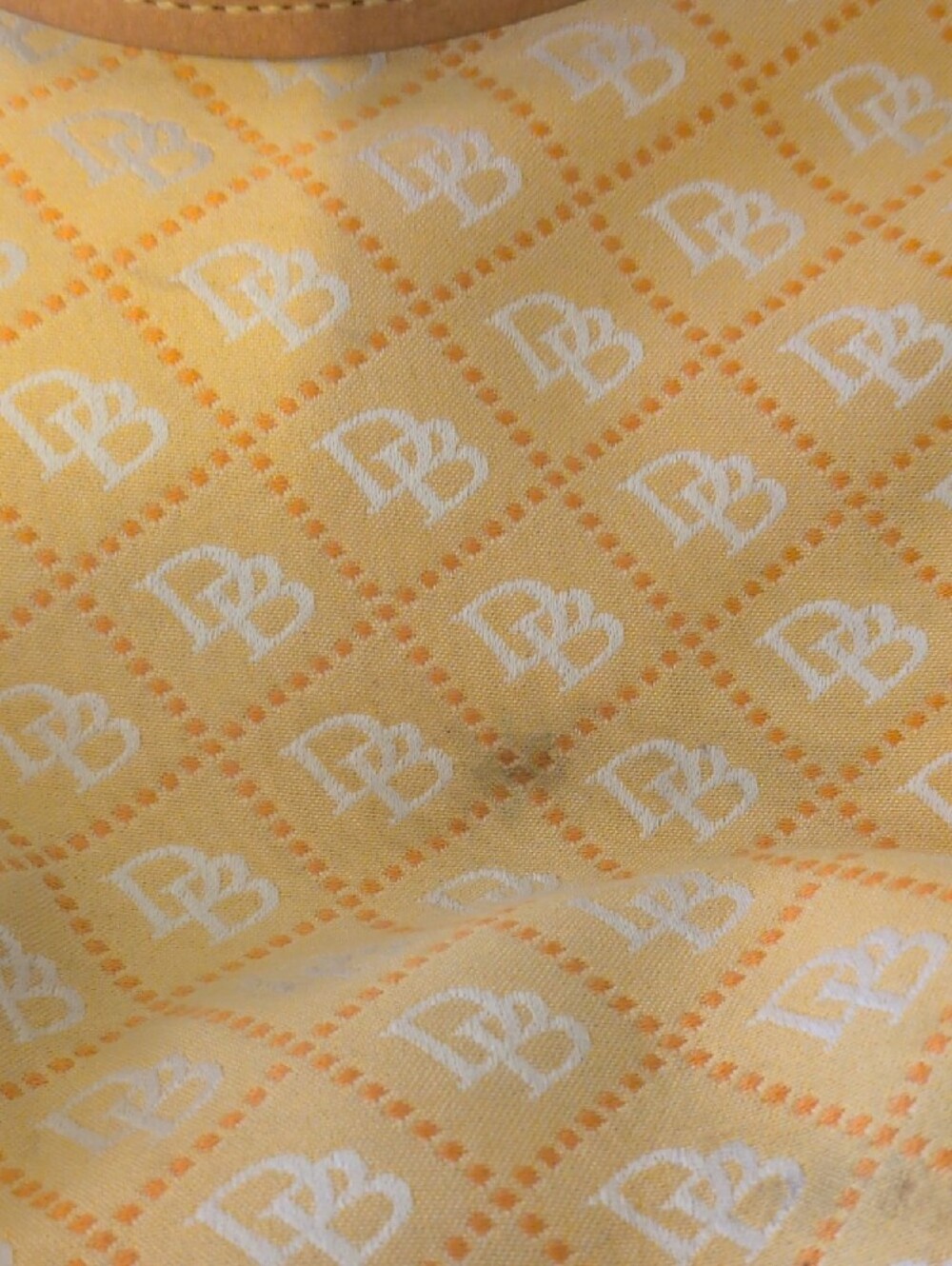 Dooney & Bourke Vintage Yellow Quilted Logo Shoulder Bag with Tan Trim - Picture 6 of 9